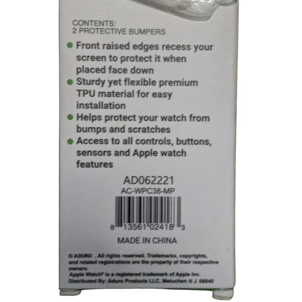 Box Of 2 Aconic Protective Bumper Cases Fits Apple Watch Series 1/2/3 38mm